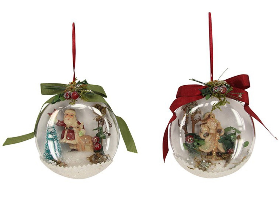 Hanging Vintage Santa in Acrylic Disc with Ribbon image 0